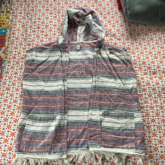 Red, White, & Blue Women’s Poncho w/Pockets - Sz S - Picture 1 of 3